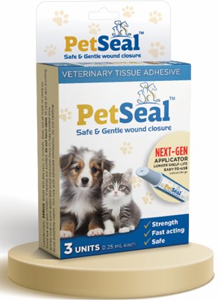 Original PetSeal veterinary tissue adhesive pack: 3 units, 0.25 mL each